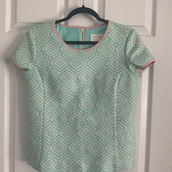 Sail to Sable Mint Green Geometric Blouse - Picture 1 of 5